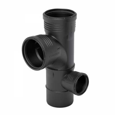 Крестовина двухплоскостная комбинированная Geberit Silent-PP 87,5°, правая: d=110мм, d1=110мм, d2=50мм