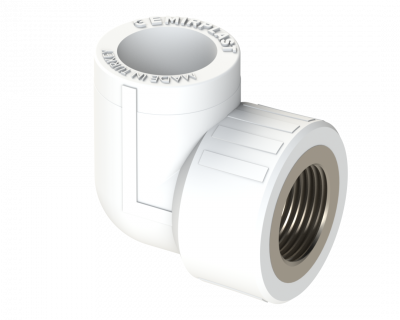Комбинированный угольник PP ВР Dу 20X3/4'' - белый, никелированный, SPL-EmirPlast