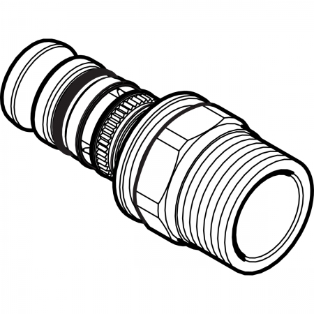 Переходник Mepla с наружной резьбой: CW617N, d=20мм, R=1/2дюйм, Geberit