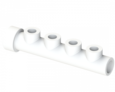 Коллектор муфтовый с 4-мя выходом PP Dу 40X25 - белый, SPL-EmirPlast