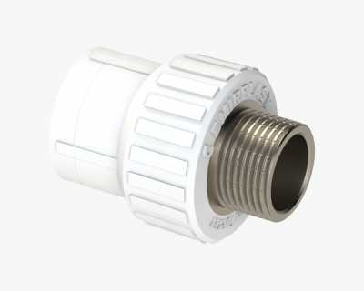 Комбинированная муфта PP НР Dу 25X1'' - белый, никелированный, SPL-EmirPlast
