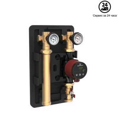 Насосная группа HEATMIX D25 ALPHA2 40, 1 x 230 В, 50 Гц, трубное присоединение верхнее/нижнее Rp 1"/ G 1 1/2" PN10, с прямым контуром, корпус-чугун, колесо-композит, Grundfos