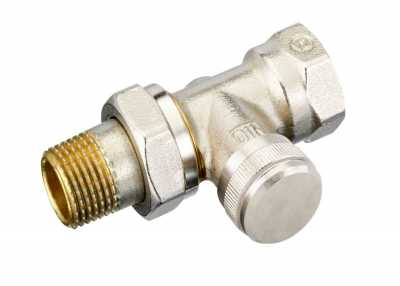 Клапан запорный LV DN 15 PN 10, Т=120 °С, прямой, никелированный, с возможностью опорожнения, для бокового присоединения к радиатору, Ридан