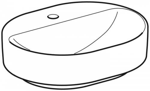 Накладная раковина VariForm эллиптической формы, с полкой для отверстия под смеситель: 50x40см, Отверстие под смеситель=По центру, Перелив=Без, Белый, Geberit