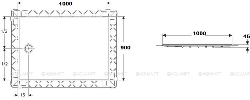 Душевой поддон Geberit Setaplano: B=90см, L=100см