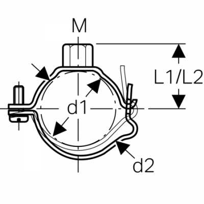 Хомут с соединительной муфтой M10, регулируемый: di=75мм, di1=83мм, Geberit