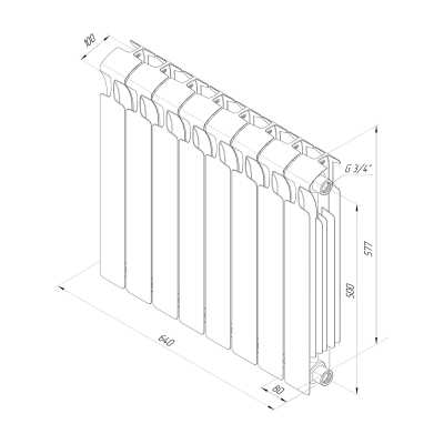 Радиатор биметаллический Rifar Monolit 3/4 500/8 Бордо
