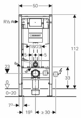 Монтажный элемент для раковины Duofix, 112–130 см, встраиваемый в стену смеситель ONE с функциональным блоком для скрытого монтажа, Geberit