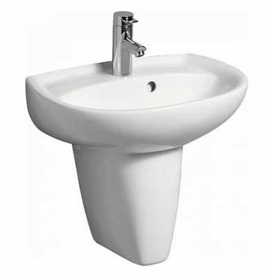 Раковина Geberit Renova: Белый, B=50см, H=17.3см, T=40см, Отверстие под смеситель=По центру, Перелив=На виду