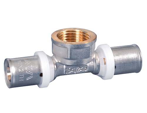 Пресс-фитинг тройник с переходом на внутреннюю резьбу MVI 20х1/2"х20 PN16
