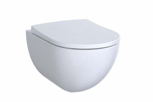 Подвесной унитаз вертикальный смыв Acanto, закрытая форма, Rimfree: T=51см, Белый, Geberit