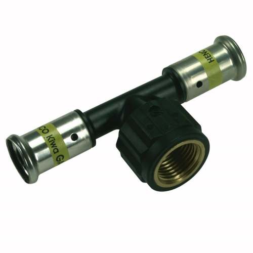 Тройник ВР c черной заглушкой BP04 1/2", ПВДФ пресс (газ), 26x1/2"x20