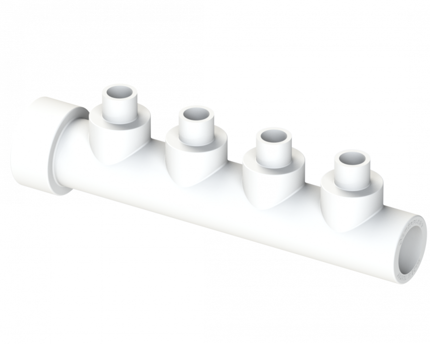 Коллектор трубный с 4-мя выходом PP Dу 40X20 - белый, SPL-EmirPlast