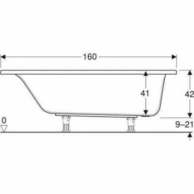 Прямоугольная ванна Geberit Renova Plan: L=160см, B=75см