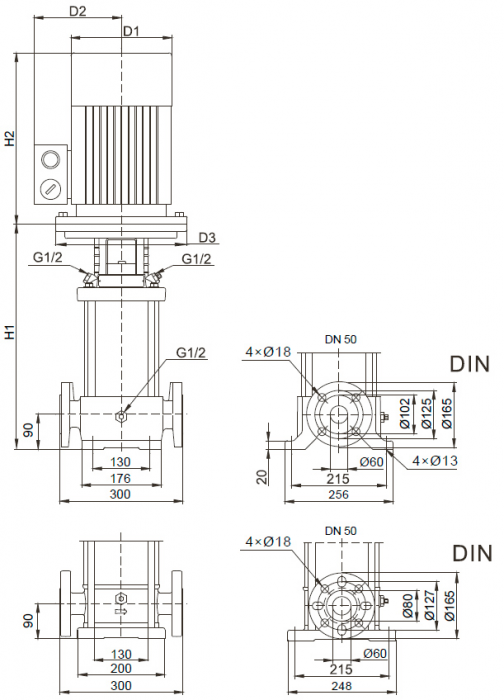 Насос вертикальный многоступенчатый SB 20-8 (k) HUBV 11kW