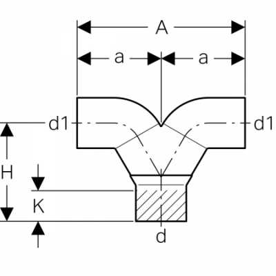 Тройник двойной Y-образный Silent-db20 2 x 90°: d=90мм, d1=90мм, Geberit