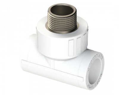 Тройник PP для вентиля Dу 32X3/4'' - белый, никелированный, SPL-EmirPlast