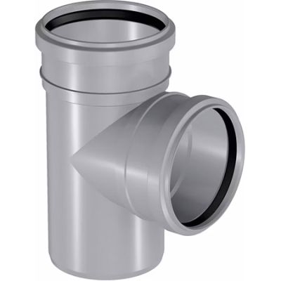 UPONOR ТРОЙНИК КАНАЛИЗАЦИОННЫЙ ДВУХРАСТРУБНЫЙ Д.75/75ММ 88,5ГР СЕРЫЙ '10C