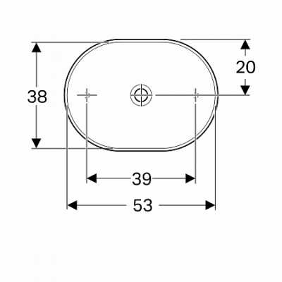 Накладная раковина VariForm эллиптической формы: 55x40см, Отверстие под смеситель=Без, Перелив=Без, Белый, Geberit