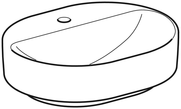 Накладная раковина VariForm эллиптической формы, с полкой для отверстия под смеситель: 50x40см, Отверстие под смеситель=По центру, Перелив=Без, Белый, Geberit