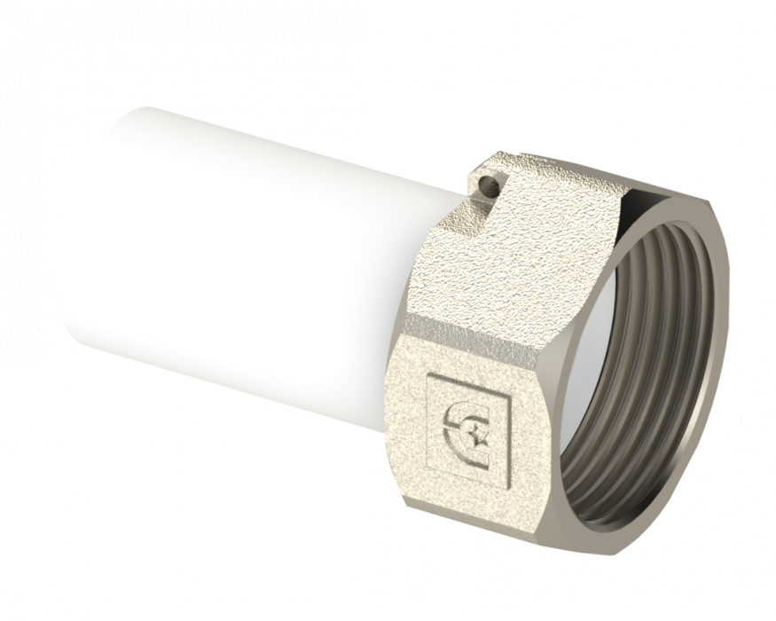 Разъемное соединение трубное PP НР Dу 20X3/4'' - белый, никелированный, SPL-EmirPlast