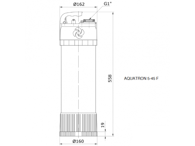 Автоматическая насосная установка AQUATRON 5-45 F, 1x220 В, 50 Гц, 1 кВт, трубное присоед: G 1", IP 68, Schuko 10 м, корпус: нерж сталь, раб колесо: композит, VANDJORD