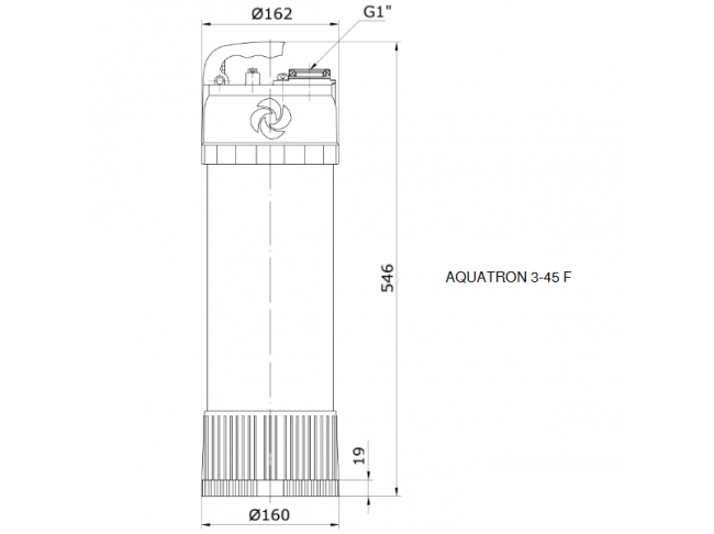 Автоматическая насосная установка AQUATRON 3-45 F, 1x220 В, 50 Гц, 0,75 кВт, трубное присоед: G 1", IP 68, Schuko 10 м, корпус: нерж сталь, раб колесо: композит, VANDJORD