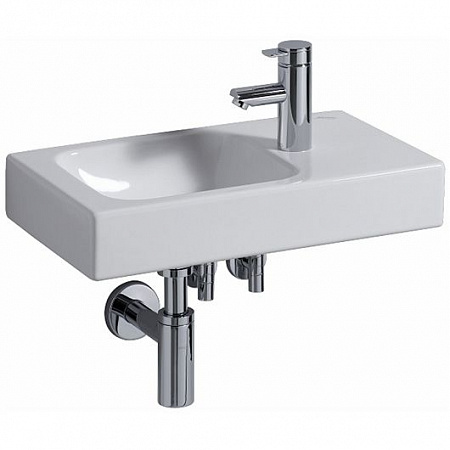 Раковина Geberit iCon с полочкой: Белый, B=53см, H=13.5см, T=31см, Отверстие под смеситель=Правая, Перелив=Без, Полка=Правая