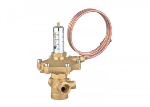 Регулятор перепада давления APT-R DN25 PN20, Kvs=5,3 м³/ч, Tmax 120 °С, ΔРмакс=1,5 бар, с наружной резьбой, c изменяемой настройкой 5-35 кПа, импульсной трубкой, корпус-латунь, Ридан