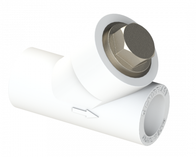 45° фильтр PP ВВ Dу 20x1/2” - белый, никелированный, SPL-EmirPlast