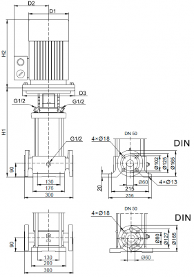 Насос вертикальный многоступенчатый SB  15-1 (k) HUBV 1,1kW