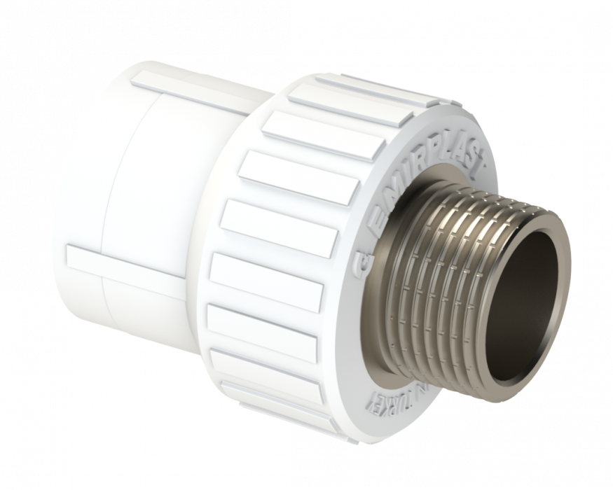 Комбинированная муфта PP НР Dу 32X3/4'' - белый, никелированный, SPL-EmirPlast