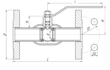LD Кран шаровый цельносварной, фланцевый, Dn 125 c эффективным диаметром 100мм, PN 25, неполнопроходной с корпусом из стали 20 (КШ.Ц.Ф.125/100.025.С/П.02)