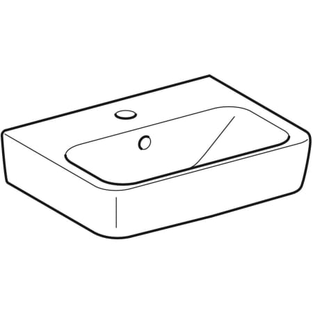 Раковина Geberit Renova Compact: Белый, B=45см, H=17см, T=34см, Отверстие под смеситель=По центру, Перелив=На виду