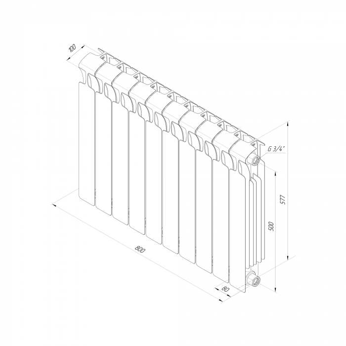 Радиатор биметаллический Rifar Monolit 3/4 500/10 Антрацит
