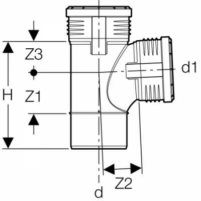 Тройник со смещенным впуском Geberit Silent-PP 87,5°: d=110мм, d1=110мм