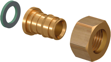 Usystems штуцер с накидной гайкой латунный для труб PE-Xa 16-G1/2"НГ, тип 2 '100Ф