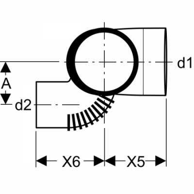 Крестовина Silent-db20, правая со смещенным впуском и дополнительным отводом 88,5°: d=110мм, d1=90мм, d2=75мм, Geberit