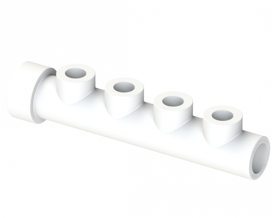 Коллектор муфтовый с 4-мя выходом PP Dу 40X20 - белый, SPL-EmirPlast
