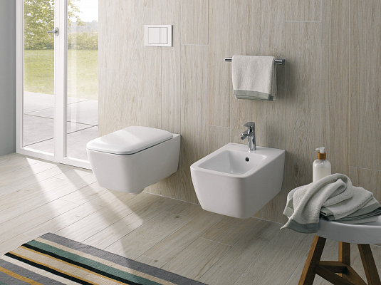 Подвесной унитаз вертикальный смыв iCon Square, закрытая форма, Rimfree: T=54см, Белый, Geberit