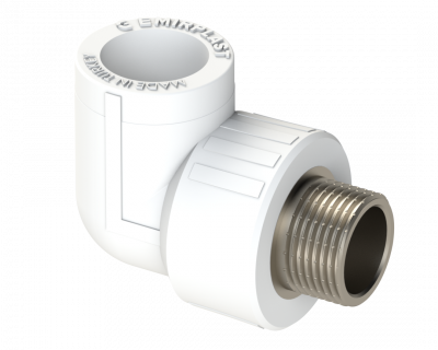 Комбинированный угольник PP НР Dу 32X3/4'' - белый, никелированный, SPL-EmirPlast