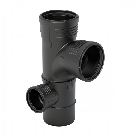 Крестовина двухплоскостная комбинированная Geberit Silent-PP 87,5°, левая: d=110мм, d1=110мм, d2=50мм