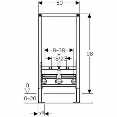 Инсталляция Duofix для биде, 98 см, универсальная: 50x10см, Geberit