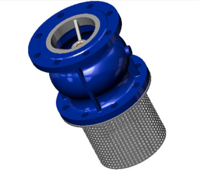 Tecofi Клапан обратный осевой донный фланцевый корпус латунь, диск чугун, PN16 DN 125