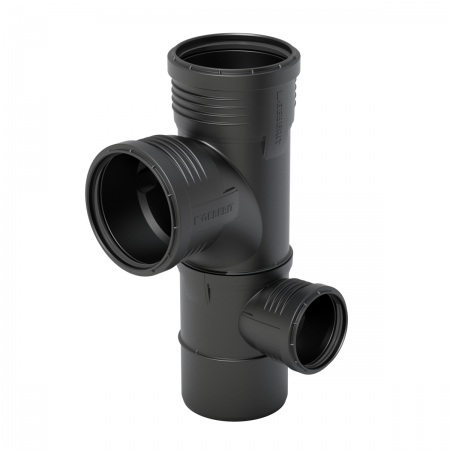 Крестовина двухплоскостная комбинированная Geberit Silent-PP 87,5°, правая: d=110мм, d1=110мм, d2=75мм