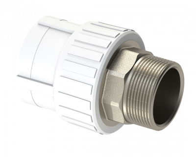 Комбинированная муфта PP НР под ключ Dу 75X2 1/2''  - белый, никелированный, SPL-EmirPlast
