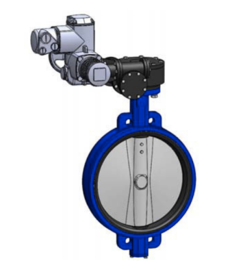 Затвор диск. поворотный межфл. TECLARGE DN450 PN10, с эл. приводом ГЗ 3Ф-400В, корпус и диск ковкий чугун, манжета  EPDM, Tecofi