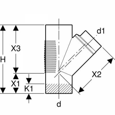 Тройник Silent-db20 45°: d=160мм, d1=110мм, Geberit