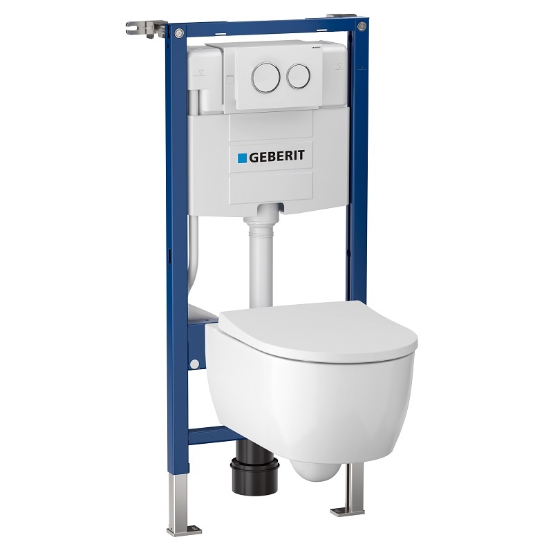 Инсталляция Geberit с унитазом Geberit iCon, 500.060.TC.I, +клавиша, крепление, комплект Идеальная пара