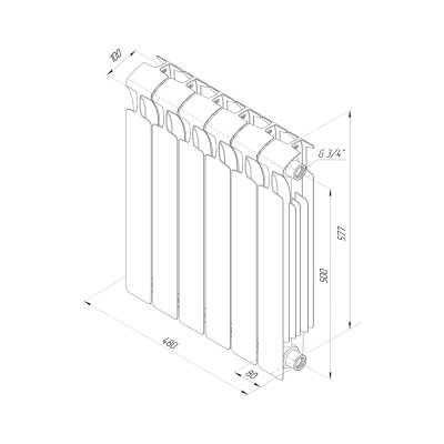 Радиатор биметаллический Rifar Monolit 3/4 500/6 Бордо